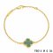 Imitation Van Cleef & Arpels Sweet Alhambra Bracelet In Yellow Gold With Malachite