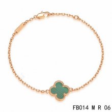 Fake Van Cleef & Arpels Sweet Alhambra Bracelet In Pink Gold With Malachite