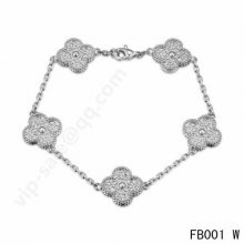 Replica Van Cleef & Arpels Vintage Alhambra Bracelet In White Gold