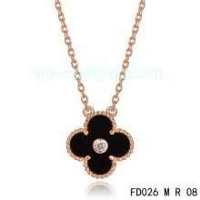 Replica Van Cleef & Arpels Vintage Alhambra Pendant In Pink Gold