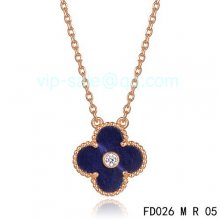 Imitation Van Cleef & Arpels Vintage Alhambra Pendant In Pink Gold