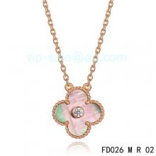 Fake Van Cleef & Arpels Vintage Alhambra Pendant In Pink Gold