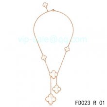 Replica Van Cleef & Arpels Magic Alhambra Necklace In Pink Gold With 5 Motifs