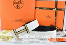 Hermes Reversible Belt White/Black Togo Calfskin With 18k Gold Double H Buckle