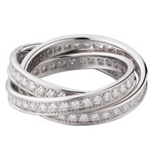 Cartier Trinity Ring 18K White Gold Paved Diamonds B4106200