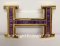 Hermes Reversible Belt 18k Gold With Purple Diamonds H Buckle