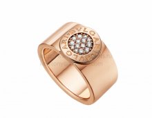 Cheap BVLGARI BVLGARI Band Ring Pink Gold with Pave Diamonds