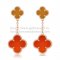 Van Cleef & Arpels Magic Alhambra Earrings Pink Gold With Tiger's Eye Carnelian