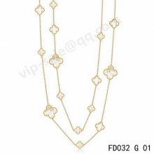 Fake Van Cleef & Arpels Magic Alhambra Necklace In Yellow Gold With Mother-Of-Pearl