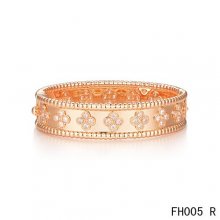 VAN CLEEF & ARPELS PERLEE CLOVER BRACELET,Pink GOLD,MEDIUM MODEL