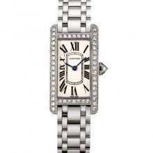 Cartier Tank Americaine diamond small 18K white gold watch for women WB7073L1