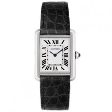 Cartier Tank Solo small ladies watch replica W5200005 stainless steel black leather strap