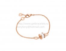 Replica Bvlgari B.zero1 Soft Bracelet in Rose Gold with Rose Gold and White Ceramic Pendant