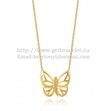 Van Cleef Arpels Butterfly Hollowing Carving Pendant Yellow Gold With Diamond