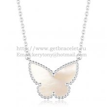 Van Cleef Arpels Lucky Alhambra Butterfly Pendant White Gold With White Mother Of Pearl