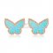 Van Cleef & Arpels Sweet Alhambra Butterfly Earrings Pink Gold With Turquoise Mother Of Pearl