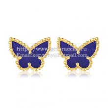 Van Cleef & Arpels Sweet Alhambra Butterfly Earrings Yellow Gold With Lapis Stone Mother Of Pearl