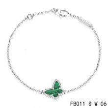 Fake Van Cleef & Arpels Sweet Alhambra Bracelet In White With Green Butterfly