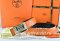 Hermes Reversible Belt Orange/Black Ostrich Stripe Leather With 18K Gold Big H Buckle