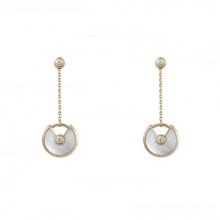 Copy Cartier Amulette de Cartier Earring White Mother-of-Pearl Diamonds