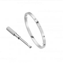 Copy Cartier Love Bracelet SM with 6 Diamonds White Gold B6047717 1:1 Version