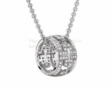 Replica BVLGARI Parentesi White Gold Pendant with Pave Diamonds