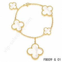 Fake Van Cleef & Arpels Magic Alhambra Bracelet In Yellow Gold With Mother-Of-Pearl