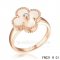 Imitation Van Cleef Vintage Alhambra Ring In Pink Gold With White Mother-Of-Pearl