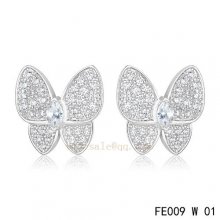 Replica Van Cleef & Arpels Butterflies White Gold Earrings With Diamonds