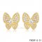 Replica Van Cleef & Arpels Butterflies Yellow Gold Earrings With Diamonds