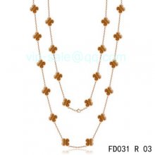 Fake Van Cleef & Arpels Vintage Alhambra Necklace In Pink Gold With 20 Motifs