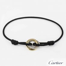 Replica Trinity de Cartier Bracelet 18k gold diamond Black Cotton B6033200