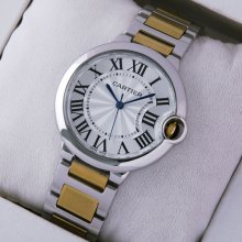 Ballon Bleu de Cartier medium replica watch two-tone 18kt yellow gold and steel