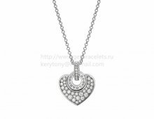 Cheap BVLGARI BVLGARI Cuore Pendant in White Gold with Pave Diamonds