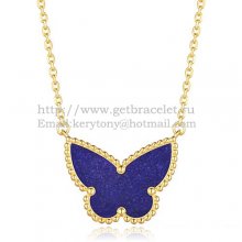 Van Cleef Arpels Lucky Alhambra Butterfly Pendant Yellow Gold With Lapis Stone Mother Of Pearl