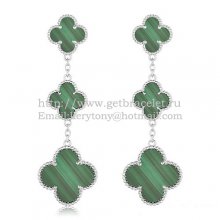 Van Cleef & Arpels Magic Alhambra 3 Motifs Earrings White Gold With Malachite