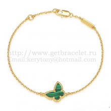 Van Cleef & Arpels Sweet Alhambra Butterfly Bracelet Yellow Gold With Malachite Mother Of Pearl