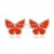 Van Cleef & Arpels Sweet Alhambra Butterfly Earrings Pink Gold With Carnelian Mother Of Pearl