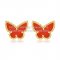 Van Cleef & Arpels Sweet Alhambra Butterfly Earrings Yellow Gold With Carnelian Mother Of Pearl