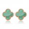 Van Cleef & Arpels Sweet Alhambra Earrings 15mm Pink Gold With Malachite Mother Of Pearl