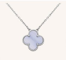 Van Cleef & Arpels Vintage Alhambra Pendant White Gold Chalcedony