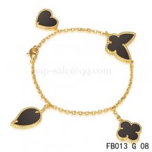 Cheap Van Cleef & Arpels Lucky Alhambra Yellow Bracelet With 4 Stone Combination Motifs