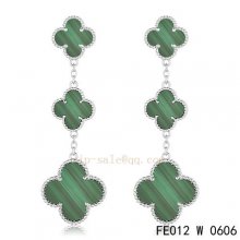 Cheap Van Cleef & Arpels Malachite White Gold Earrings