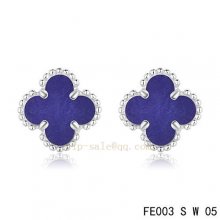 Fake Van Cleef & Arpels Clover Amethyst White Gold Earrings