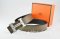 Hermes Reversible Belt Light Gray/Black Togo Calfskin With 18k Silver Weave Stripe H Buckle