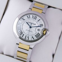 Ballon Bleu de Cartier W69009Z3 large watch replica two-tone 18K yellow gold and steel