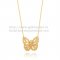 Van Cleef Arpels Butterfly Hollowing Carving Pendant Yellow Gold With Pave Diamond