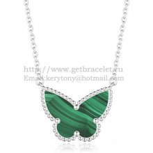 Van Cleef Arpels Lucky Alhambra Butterfly Pendant White Gold With Malachite Mother Of Pearl