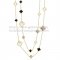 Van Cleef & Arpels Magic Alhambra Necklace Yellow Gold 16 Motifs With Black Agate White Gray Mother Of Pearl