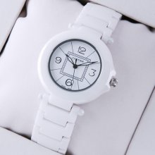 Pasha de Cartier white ceramic womens watch replica steel white dial